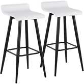 Ale 29" Bar Stool in White Leatherette & Black Steel (Set of 2)